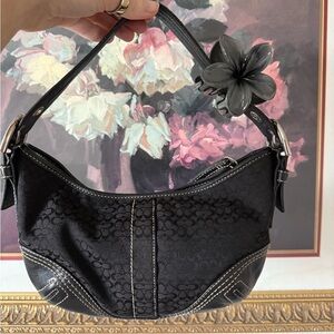 Y2K Coach Black Signature Hobo Small Shoulder Bag